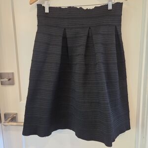 New York & Co. Stretch Fit & Flare Black Sculptural Circle Skirt Dark Feminine M